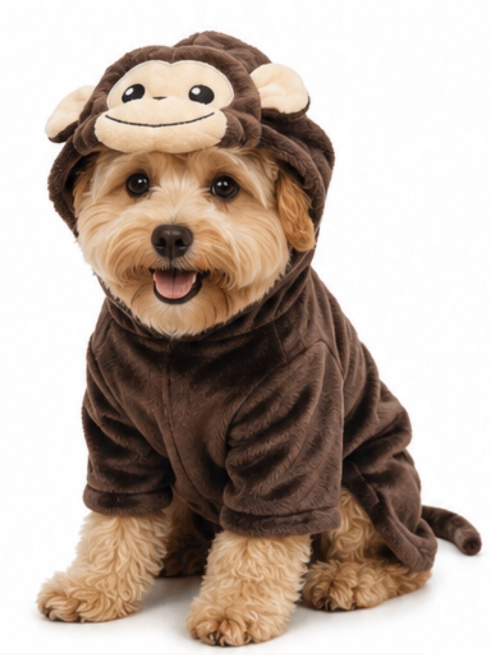 🦋Pet Apparel Brown Plush Monkey Dog Costume Hooded Pet Outfit size-large